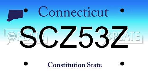 SCZ53Z Connecticut License Plate