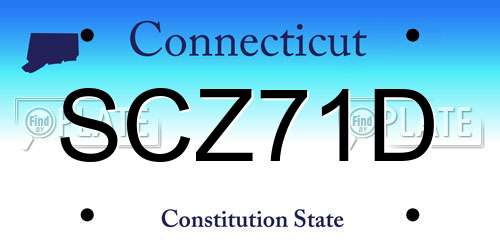 SCZ71D Connecticut License Plate