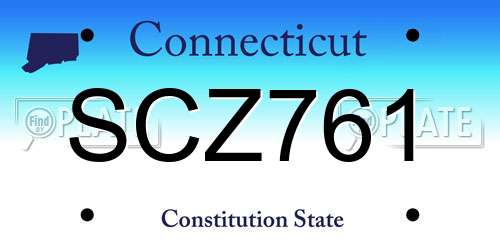 SCZ761 Connecticut License Plate