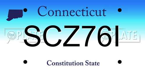SCZ76I Connecticut License Plate