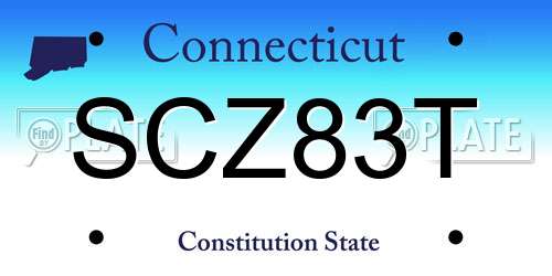 SCZ83T Connecticut License Plate