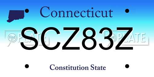 SCZ83Z Connecticut License Plate