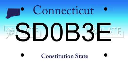 SD0B3E Connecticut License Plate