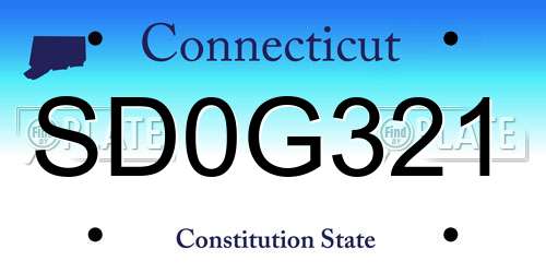 SD0G321 Connecticut License Plate