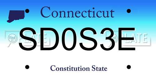 SD0S3E Connecticut License Plate