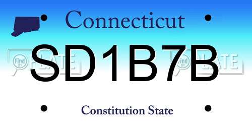 SD1B7B Connecticut License Plate