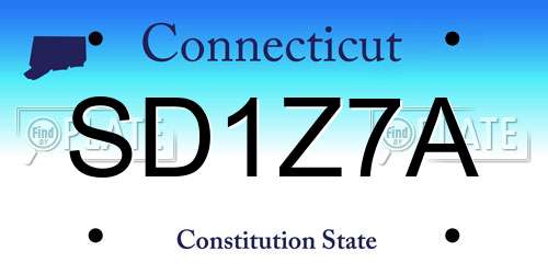 SD1Z7A Connecticut License Plate