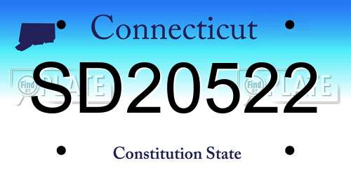 SD20522 Connecticut License Plate