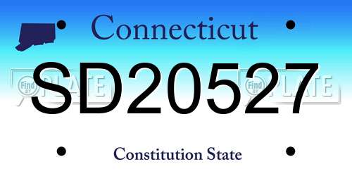 SD20527 Connecticut License Plate