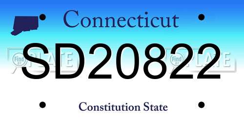 SD20822 Connecticut License Plate
