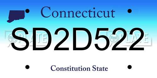 SD2D522 Connecticut License Plate