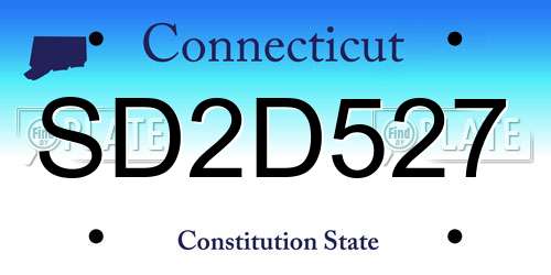 SD2D527 Connecticut License Plate
