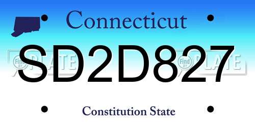 SD2D827 Connecticut License Plate