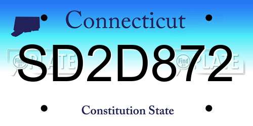 SD2D872 Connecticut License Plate
