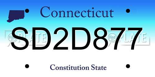 SD2D877 Connecticut License Plate