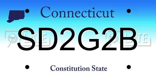 SD2G2B Connecticut License Plate