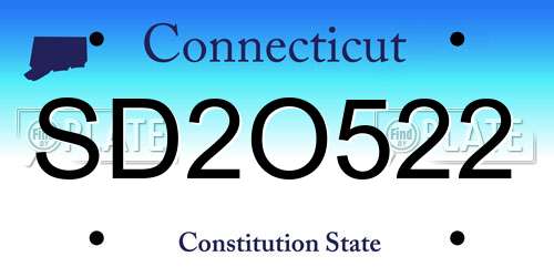 SD2O522 Connecticut License Plate