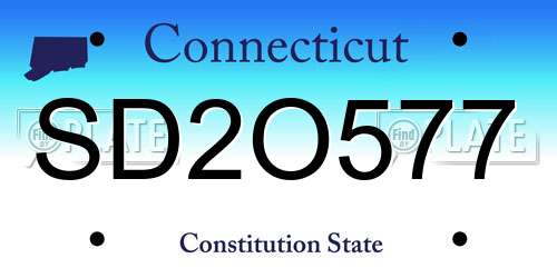 SD2O577 Connecticut License Plate