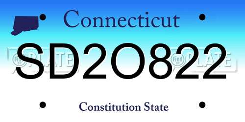 SD2O822 Connecticut License Plate
