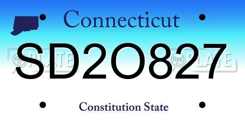 SD2O827 Connecticut License Plate