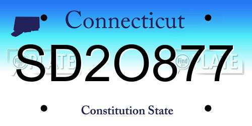 SD2O877 Connecticut License Plate
