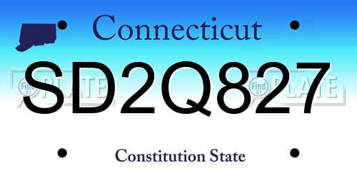 SD2Q827 Connecticut License Plate