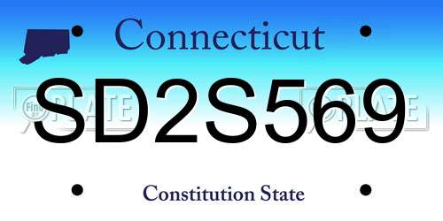 SD2S569 Connecticut License Plate