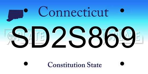 SD2S869 Connecticut License Plate
