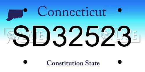 SD32523 Connecticut License Plate