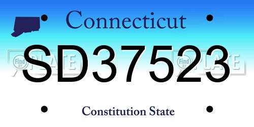 SD37523 Connecticut License Plate