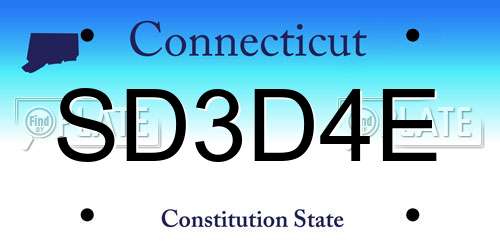 SD3D4E Connecticut License Plate