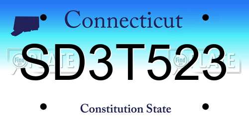 SD3T523 Connecticut License Plate