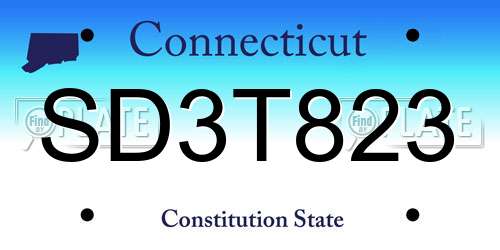 SD3T823 Connecticut License Plate