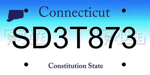 SD3T873 Connecticut License Plate