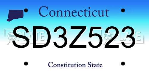 SD3Z523 Connecticut License Plate