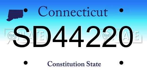 SD44220 Connecticut License Plate