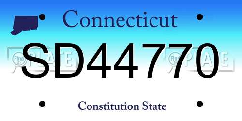 SD44770 Connecticut License Plate