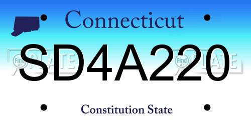 SD4A220 Connecticut License Plate