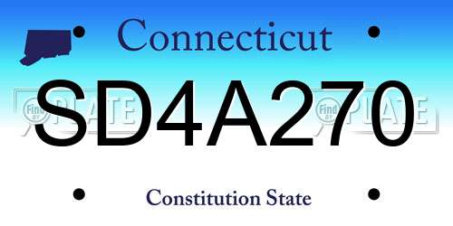 SD4A270 Connecticut License Plate