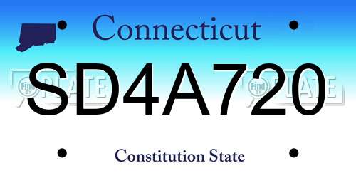 SD4A720 Connecticut License Plate