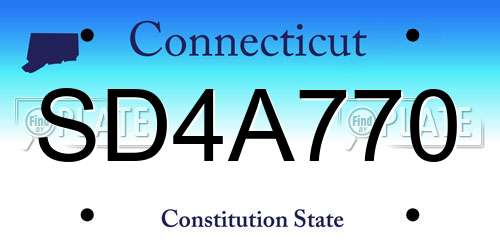 SD4A770 Connecticut License Plate