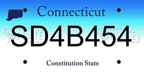 SD4B454 Connecticut License Plate
