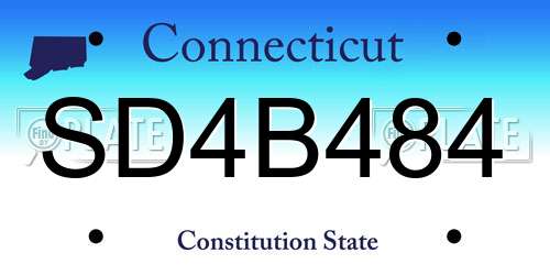 SD4B484 Connecticut License Plate