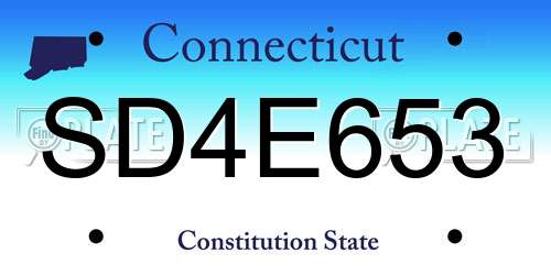 SD4E653 Connecticut License Plate