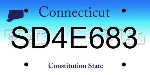SD4E683 Connecticut License Plate