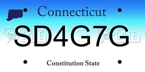 SD4G7G Connecticut License Plate