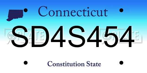 SD4S454 Connecticut License Plate