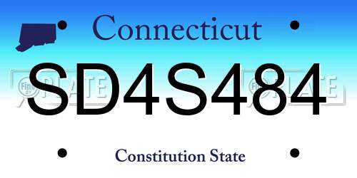 SD4S484 Connecticut License Plate