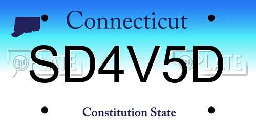 SD4V5D Connecticut License Plate