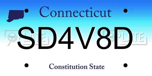 SD4V8D Connecticut License Plate
